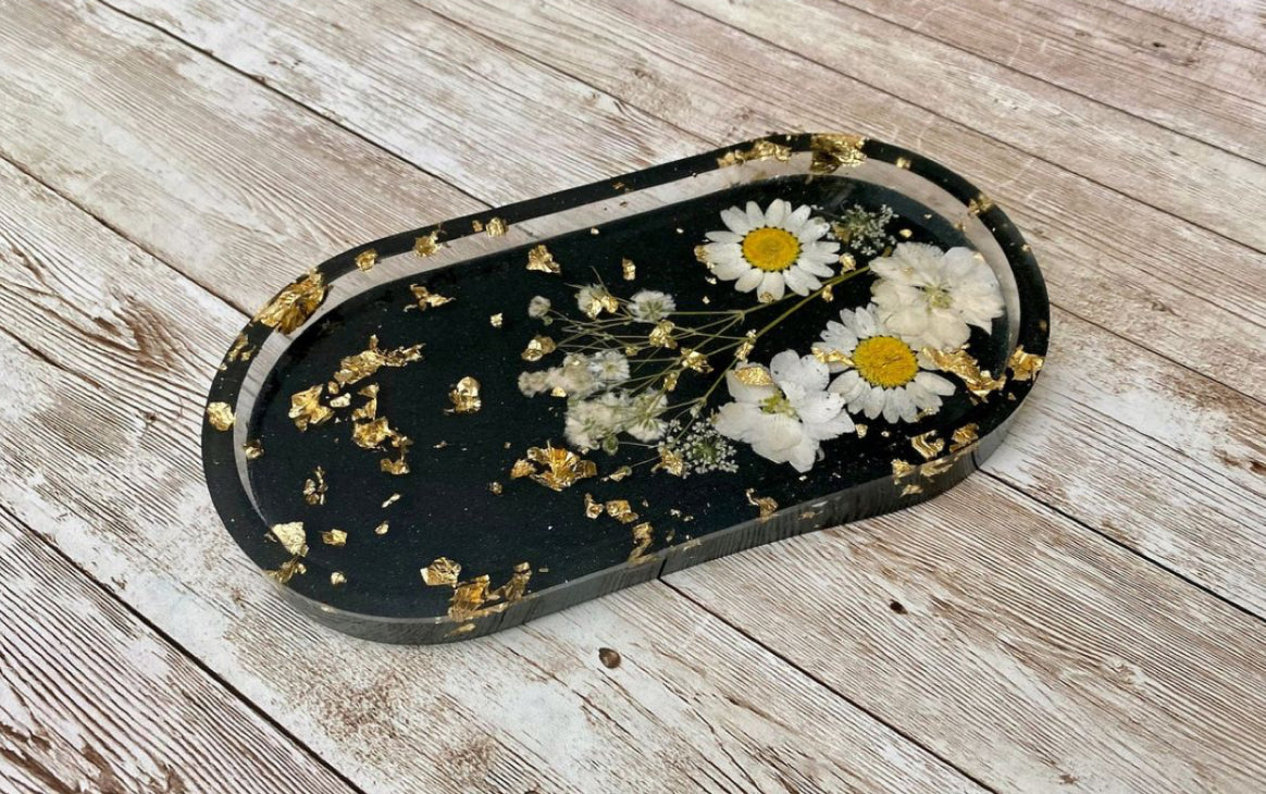 Resin Decorative Tray with real flower preservation