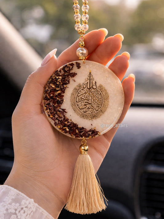 Resin car hanging with rose preservation (3 inches)