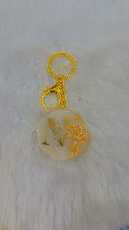 Resin keychain with initial