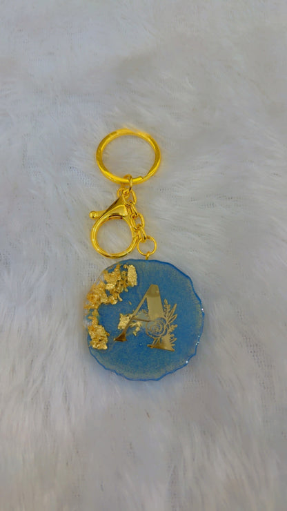 Resin keychain with initial