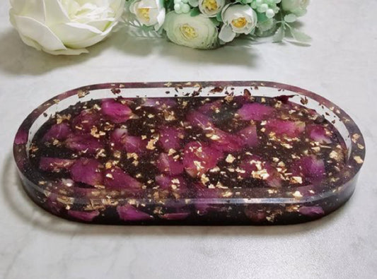 Resin decorative tray with rose preservation