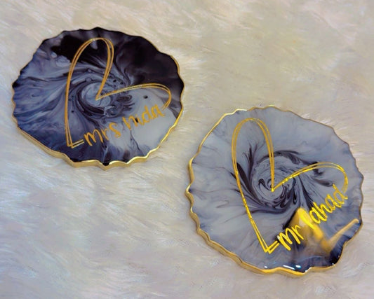 Personalised resin coasters with couple names (pack of 2)