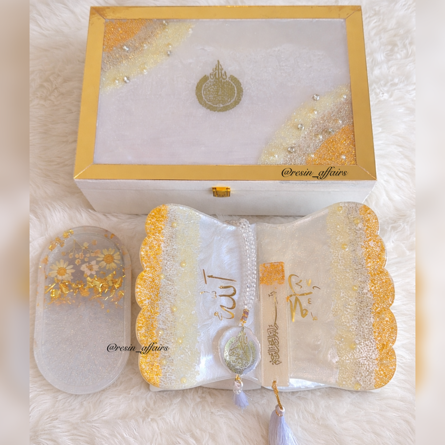 Resin box combo ( box,stand,tasbeeh,bookmark,tray)