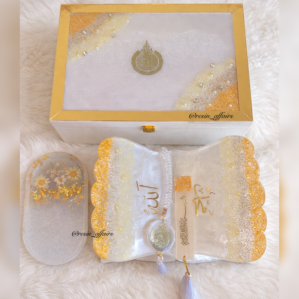 Resin box combo ( box,stand,tasbeeh,bookmark,tray)